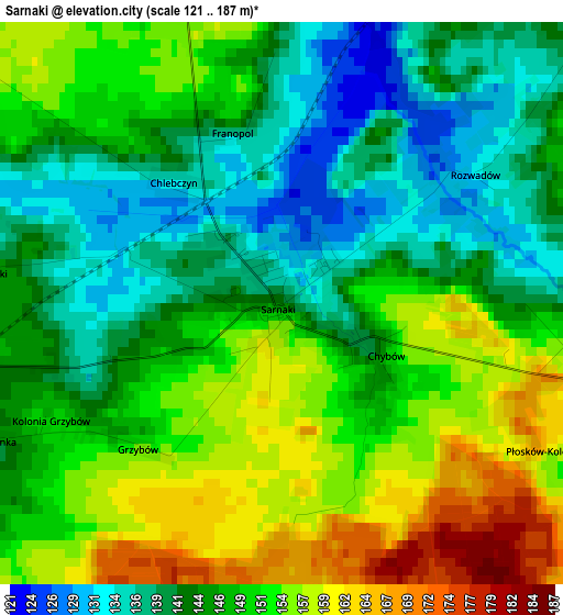 Sarnaki elevation map