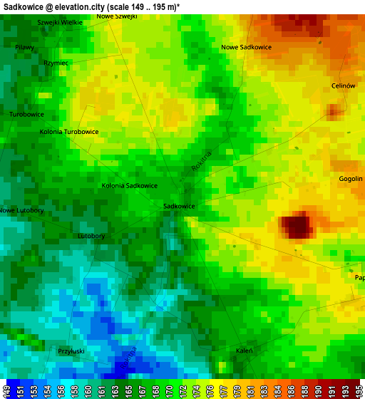 Sadkowice elevation map