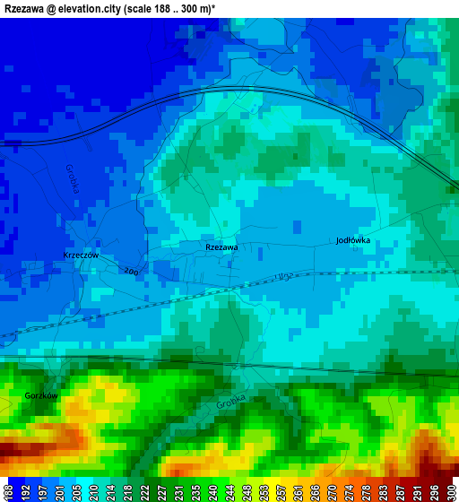 Rzezawa elevation map