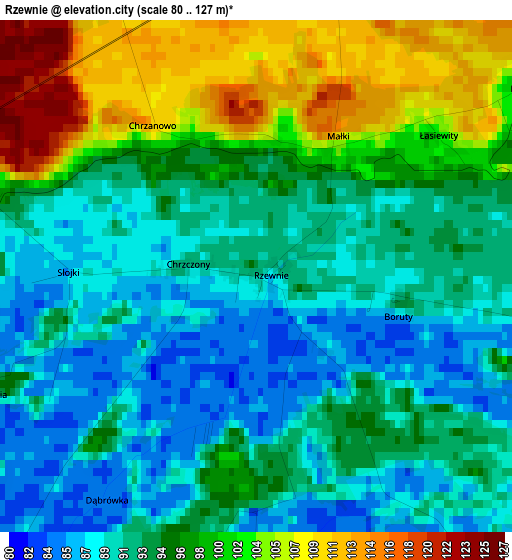 Rzewnie elevation map