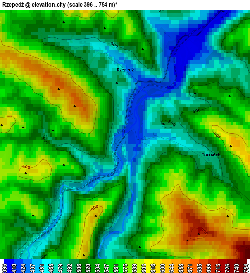 Rzepedź elevation map