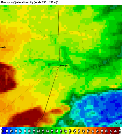 Rzeczyca elevation map