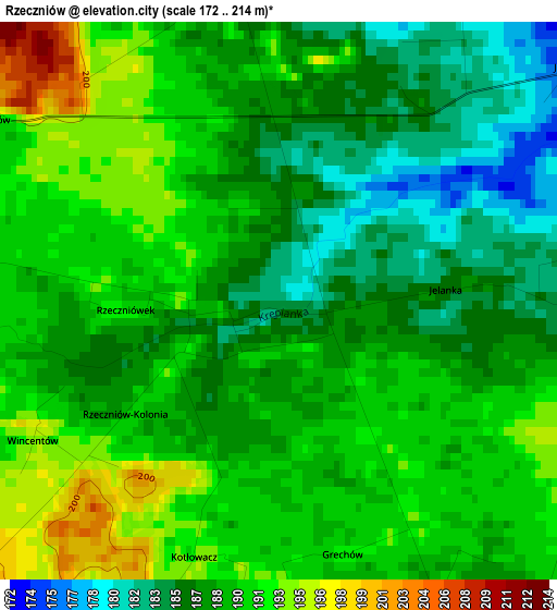 Rzeczniów elevation map