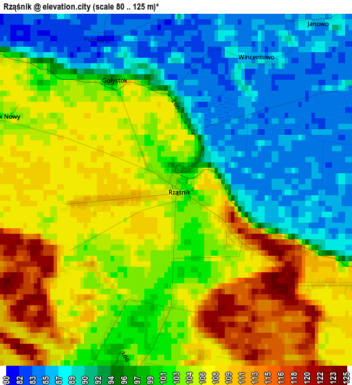 Rząśnik elevation map