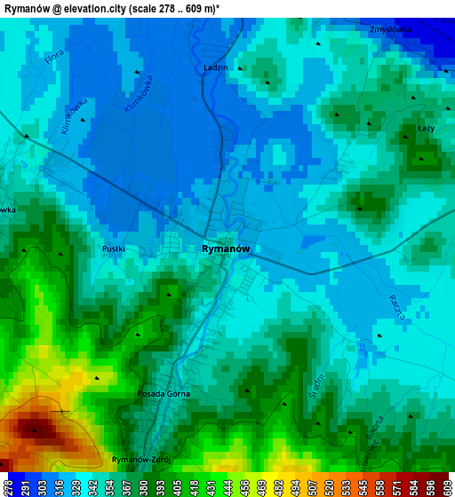 Rymanów elevation map