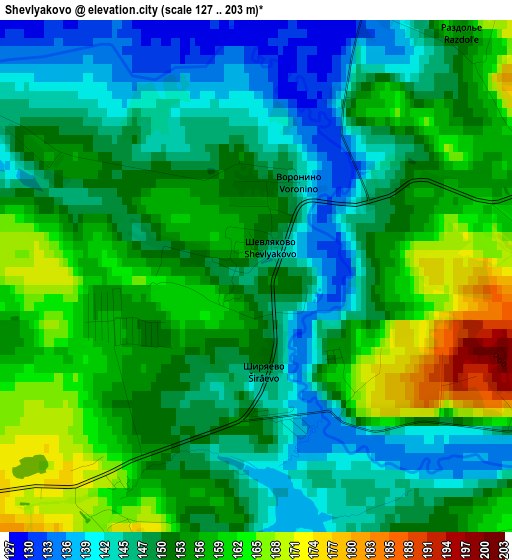 Shevlyakovo elevation map