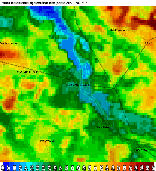 Ruda Maleniecka elevation map