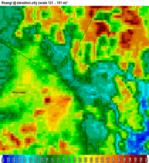 Rozogi elevation map