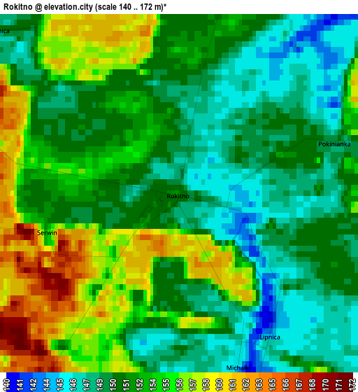 Rokitno elevation map