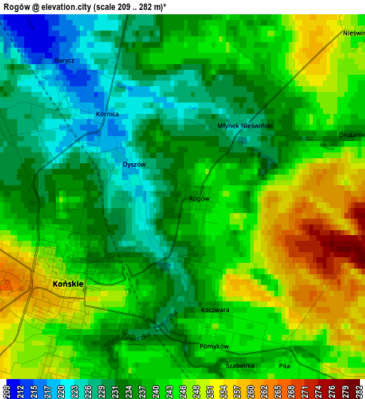 Rogów elevation map