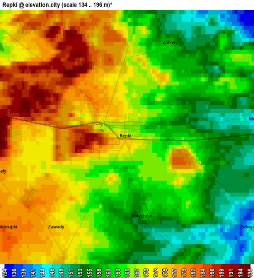 Repki elevation map