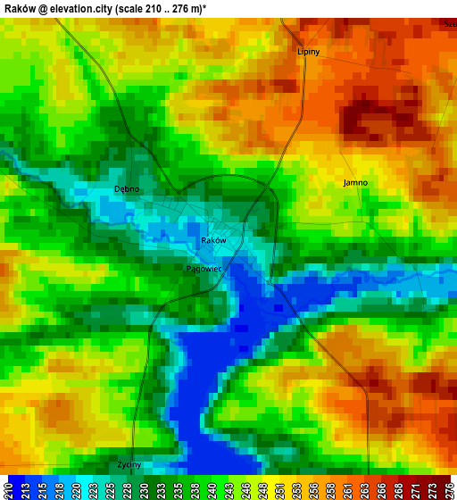 Raków elevation map