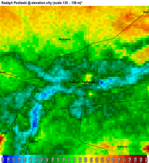 Radzyń Podlaski elevation map
