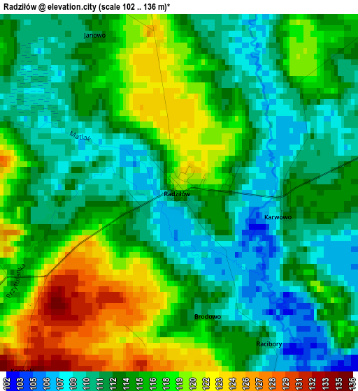 Radziłów elevation map