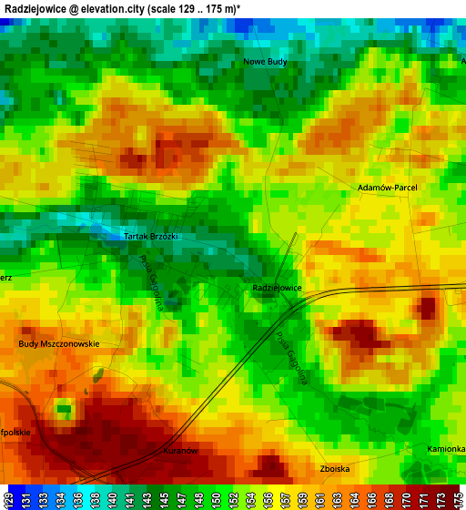 Radziejowice elevation map