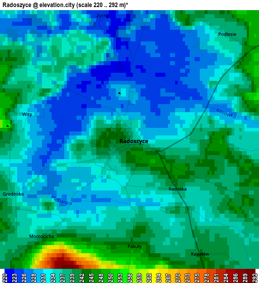 Radoszyce elevation map