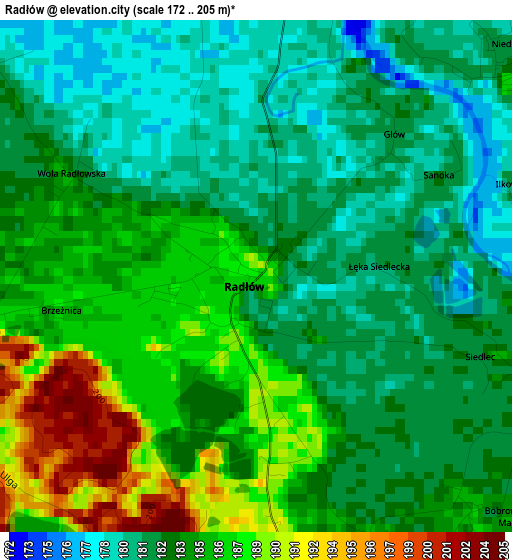 Radłów elevation map