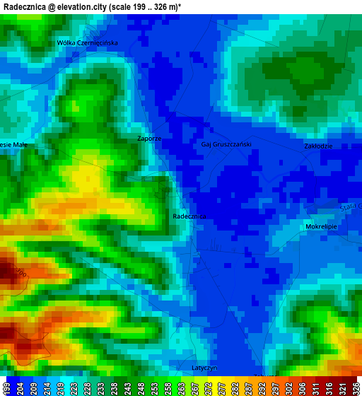 Radecznica elevation map