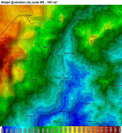 Belajen elevation map