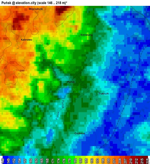 Puńsk elevation map