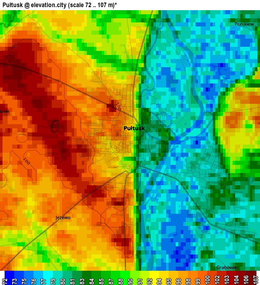 Pułtusk elevation map