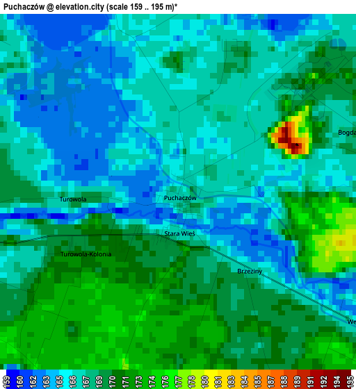 Puchaczów elevation map