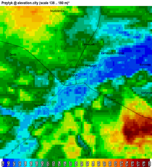 Przytyk elevation map