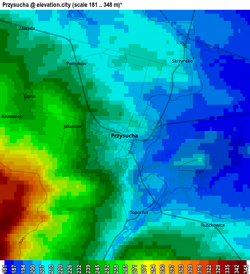 Przysucha elevation map