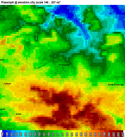 Przesmyki elevation map