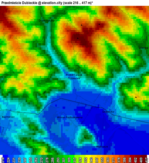 Przedmieście Dubieckie elevation map