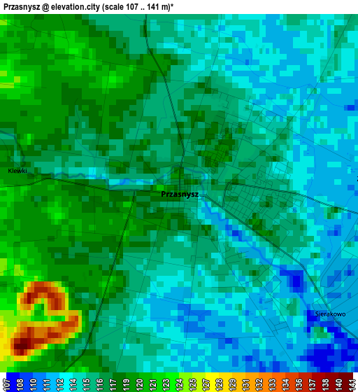 Przasnysz elevation map
