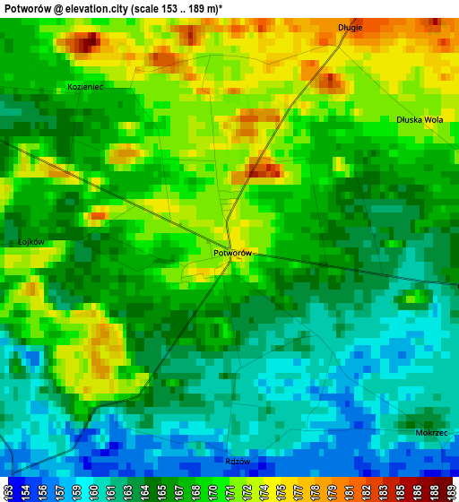 Potworów elevation map