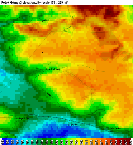 Potok Górny elevation map