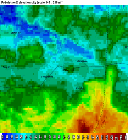 Poświętne elevation map