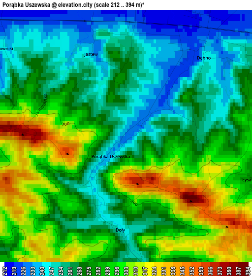 Porąbka Uszewska elevation map