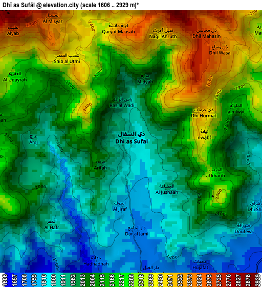 Dhī as Sufāl elevation map