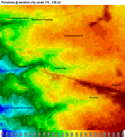 Poniatowa elevation map