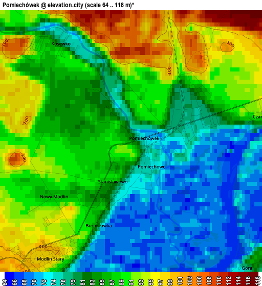 Pomiechówek elevation map