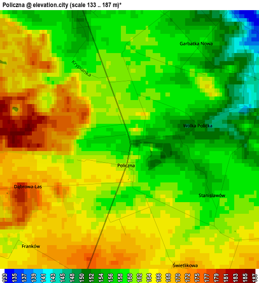 Policzna elevation map