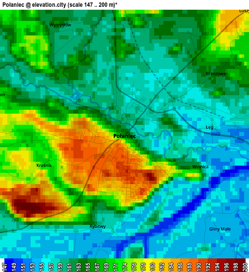Połaniec elevation map