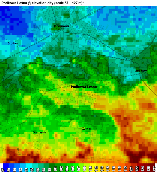 Podkowa Leśna elevation map