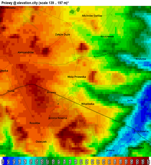 Pniewy elevation map