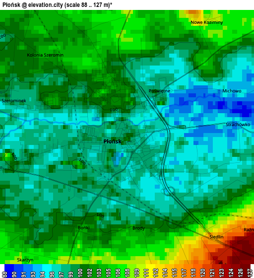 Płońsk elevation map