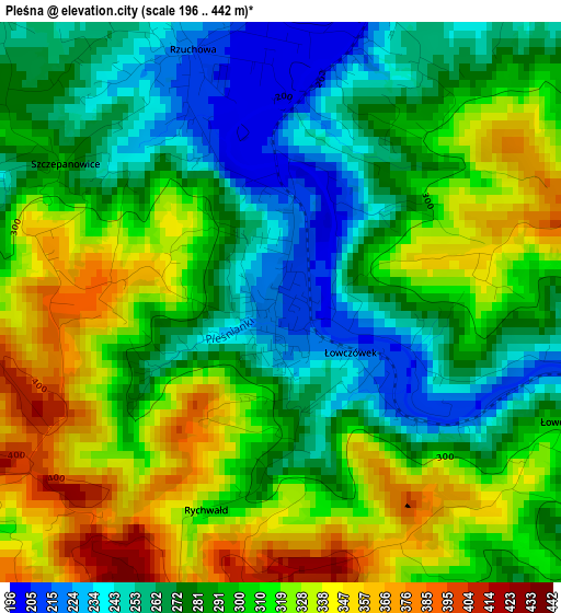 Pleśna elevation map