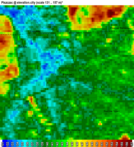 Piszczac elevation map