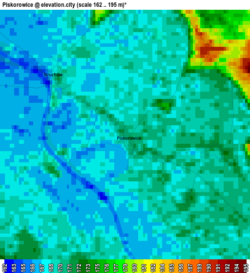 Piskorowice elevation map