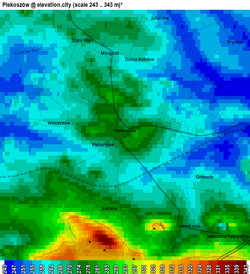 Piekoszów elevation map