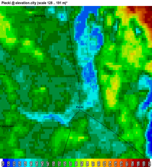 Piecki elevation map