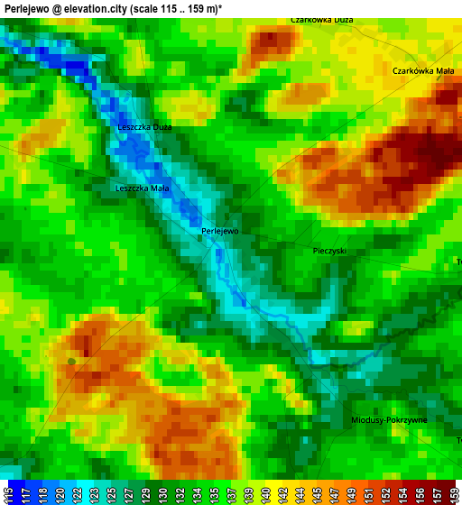 Perlejewo elevation map