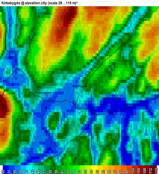 Kirkebygda elevation map